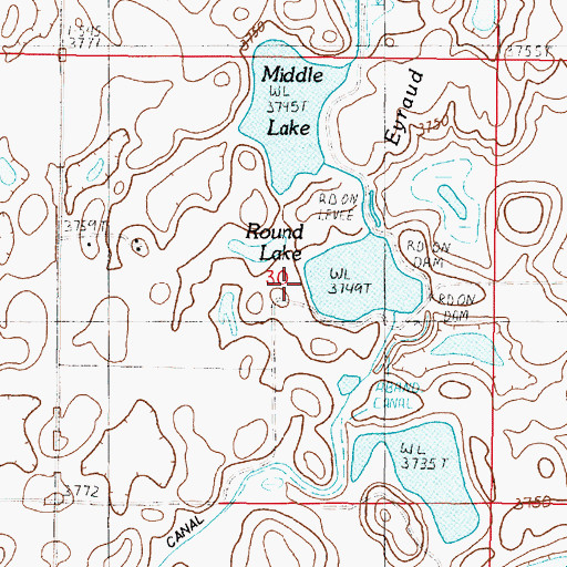 Topographic Map of Arod Lake Fishing Access Site, MT