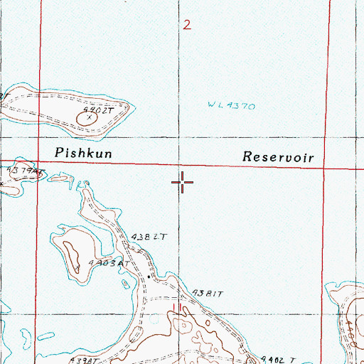 Topographic Map of Pishkun Reservoir Fishing Access Site, MT