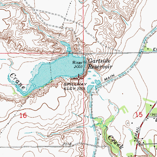 Topographic Map of Gartside Reservoir Fishing Access Site, MT