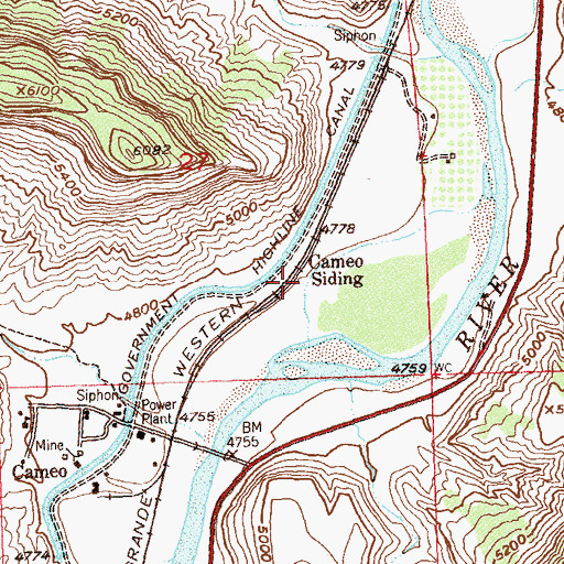 Topographic Map of Cameo Siding, CO