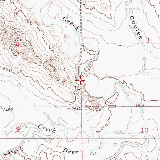 Topographic Map of Johnson Reservoir Fishing Access Site, MT