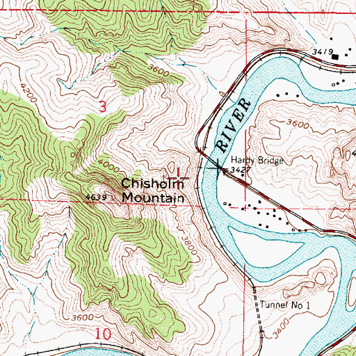 Topographic Map of Hardy Bridge Fishing Access Site, MT