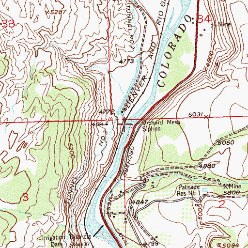 Topographic Map of Orchard Mesa Siphon, CO