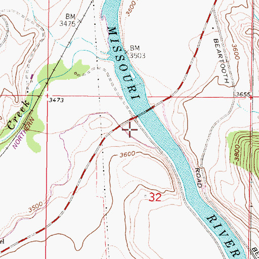 Topographic Map of Wolf Creek Bridge Fishing Access Site, MT