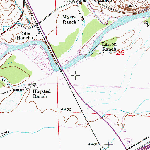 Topographic Map of Highway 89 Bridge Fishing Access Site, MT