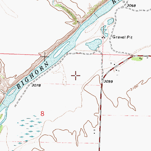 Topographic Map of Bighorn Fishing Access Site, MT