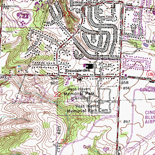 Topographic Map of Cincinnati Bowl (historical), OH