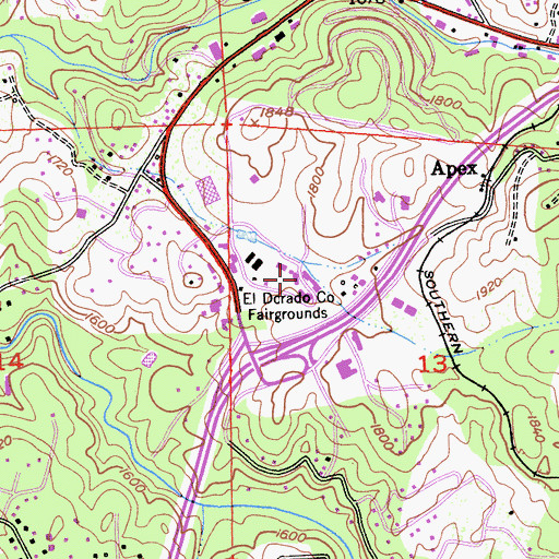 Topographic Map of American River College Placerville Campus, CA