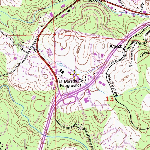 Topographic Map of American River College Placerville Campus, CA