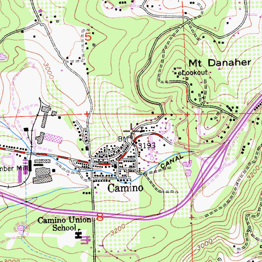 Topographic Map of Camino School, CA