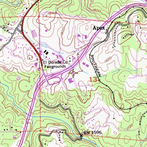 Topographic Map of Eldorado National Forest Headquarters, CA