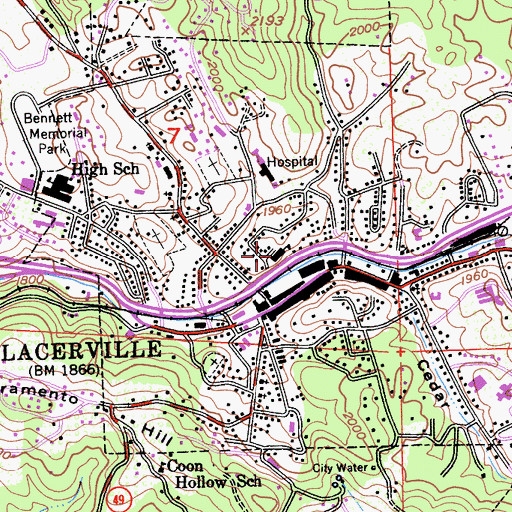 Topographic Map of Placerville Public School (historical), CA