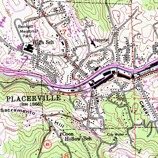 Topographic Map of Placerville Sanatorium (historical), CA