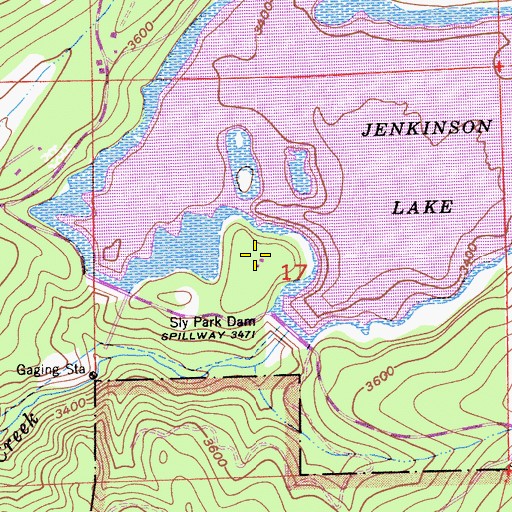 Topographic Map of Sly Park Campground, CA