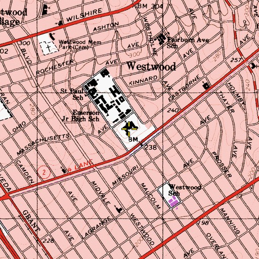 Topographic Map of Los Angeles Temple Church of Jesus Christ of Latter Day Saints, CA