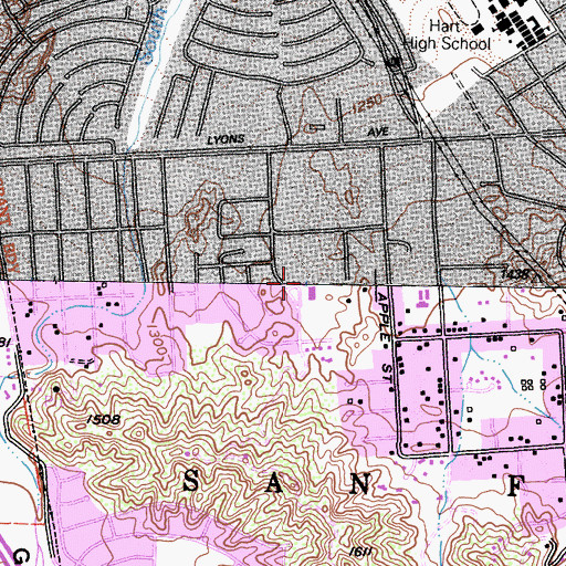 Topographic Map of Peachland Avenue Elementary School, CA