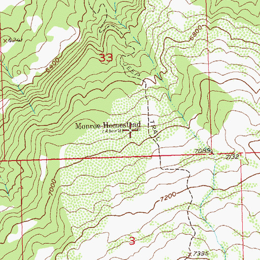 Topographic Map of Monroe Homestead, CO