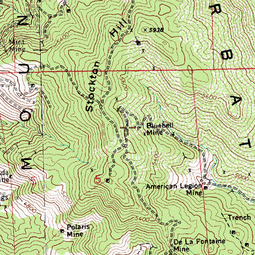 Topographic Map of Bluebell Mine, AZ