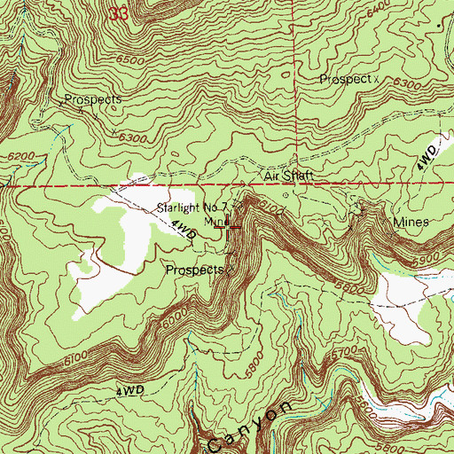 Topographic Map of Starlight Number Four Mine, CO