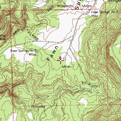 Topographic Map of Fawn Springs Mine, CO