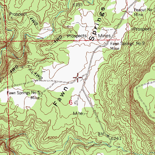 Topographic Map of Fawn Springs Number Two Mine, CO