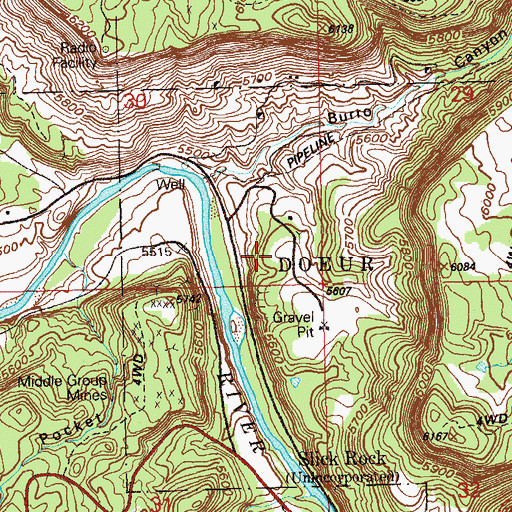 Topographic Map of Ellison Mine, CO