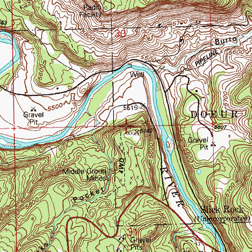 Topographic Map of Middle Yolande Mine, CO