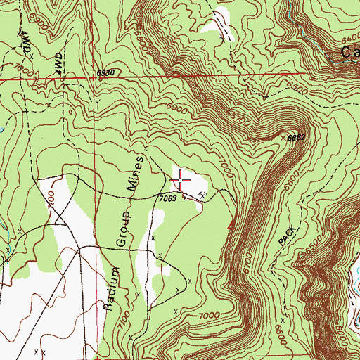 Topographic Map of Radium Number Two Mine, CO