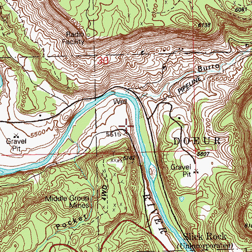 Topographic Map of Uintah Adit Mine, CO