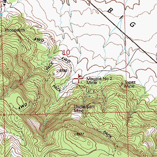 Topographic Map of Maggie Number Two Mine, CO