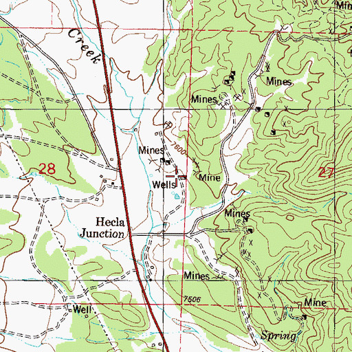 Topographic Map of Curly Lee Shaft Mine, CO