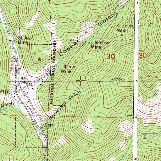 Topographic Map of Josephine Mine, CO