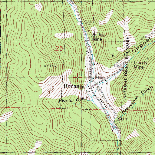 Topographic Map of Warwick Mine, CO