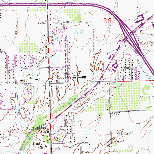 Topographic Map of Bookcliff Country Club, CO