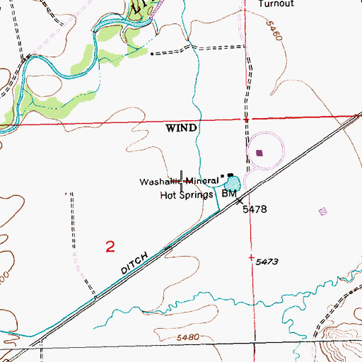Topographic Map of Fort Washakie Hot Spring Mine, WY