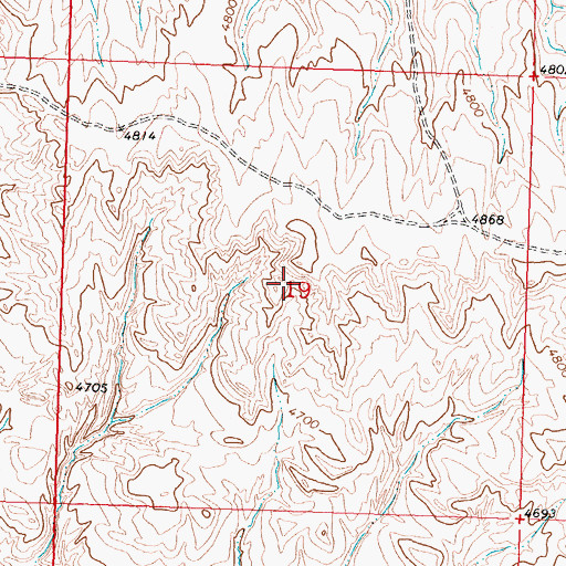 Topographic Map of No Water Mine, WY