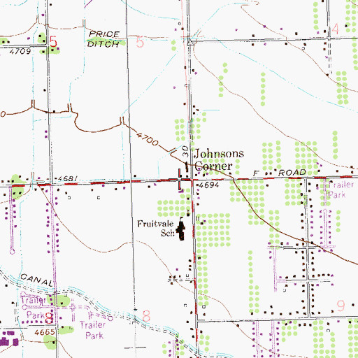 Topographic Map of Johnsons Corner, CO