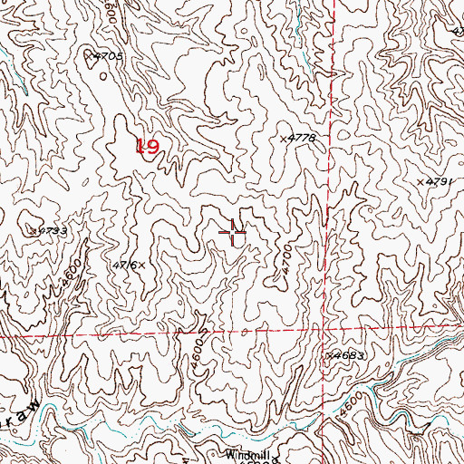 Topographic Map of Moe Fourteen Mine, WY