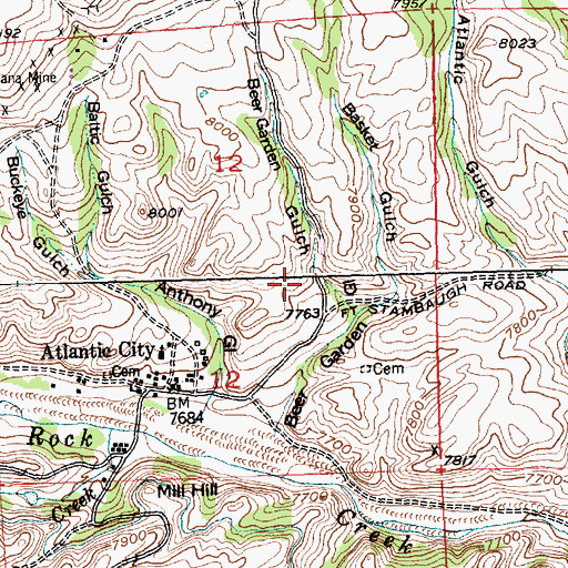 Topographic Map of Mechanic and Emerald Lode, WY