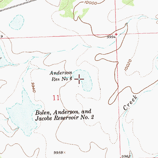 Topographic Map of Anderson Reservoir Number 6, CO