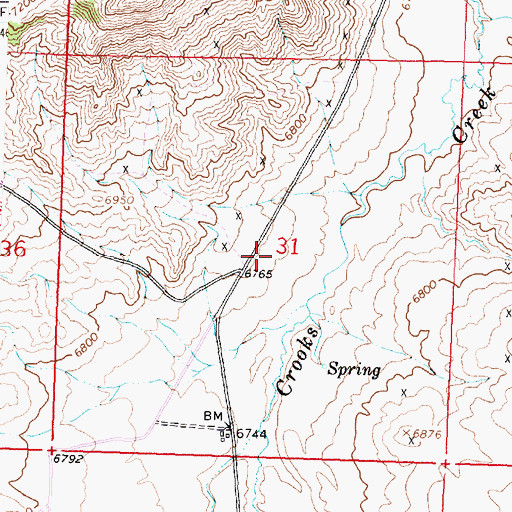 Topographic Map of Waverly Claims, WY