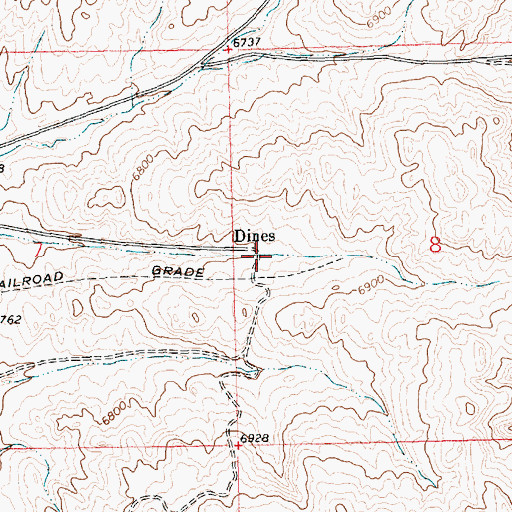 Topographic Map of Dines Number Six Mine, WY