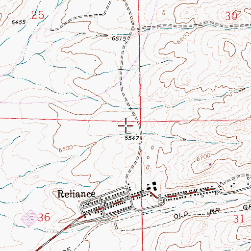 Topographic Map of Reliance Number Five Mine, WY