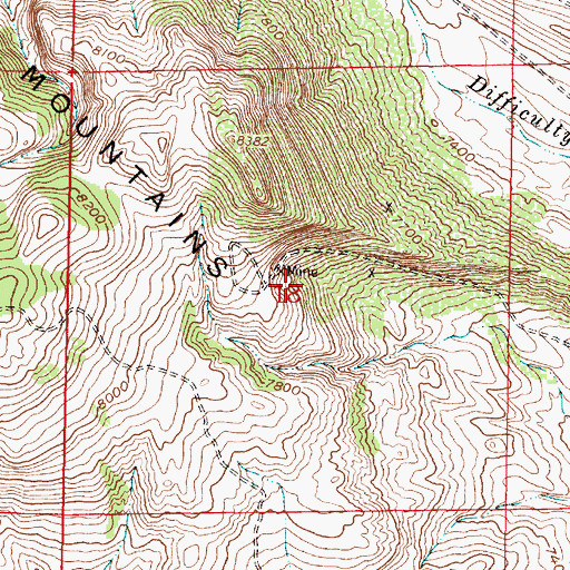 Topographic Map of AJO Claims Number Two and Number Seven, WY