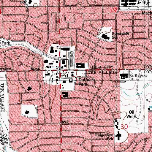Topographic Map of Duffner Park, OK