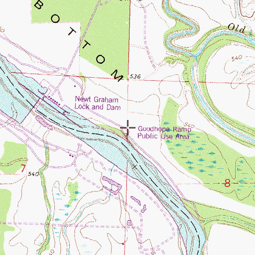 Topographic Map of Goodhope Ramp Public Use Area, OK