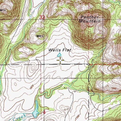 Topographic Map of Wells Flat, OK