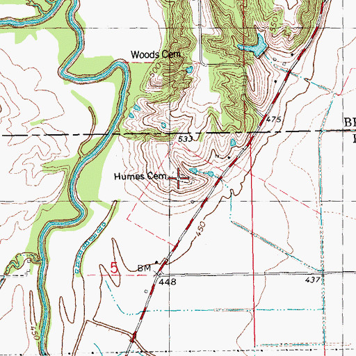 Topographic Map of Hume Cemetery, IL
