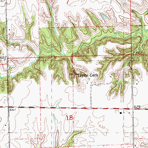Topographic Map of Taylor Cemetery, IL