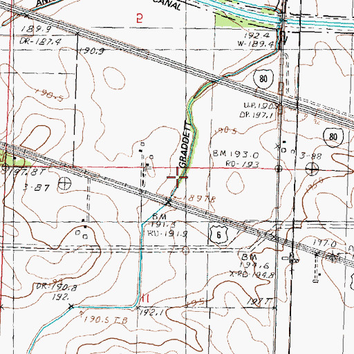 Topographic Map of Graddett Ditch, IL